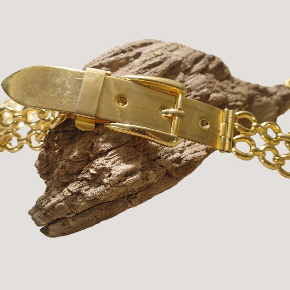 Gold Chain Size 32 Link Double Link Belt Buckle Vintage Style Adjustable Plated